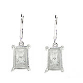 Sterling silver semi mount dangle earrings setting for 12x8mm emeralds, leverback style, made to order.